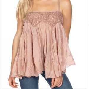 BOHO Criss Cross- Back Crochet Floral Top NWT